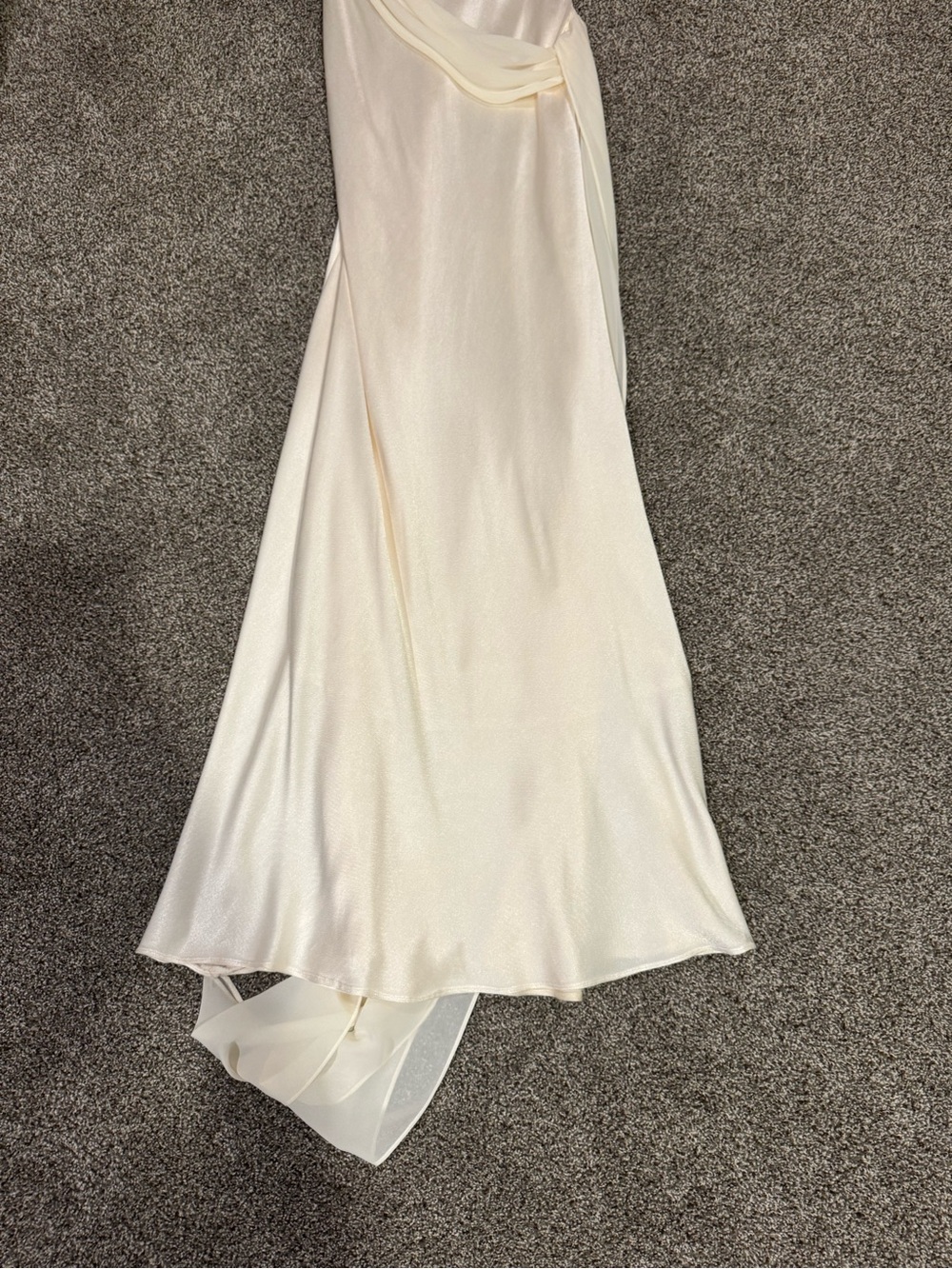 Arcina Ori Helena Chiffon-Detailed Satin Gown Ivory – Altered XS - Picture 7 of 12